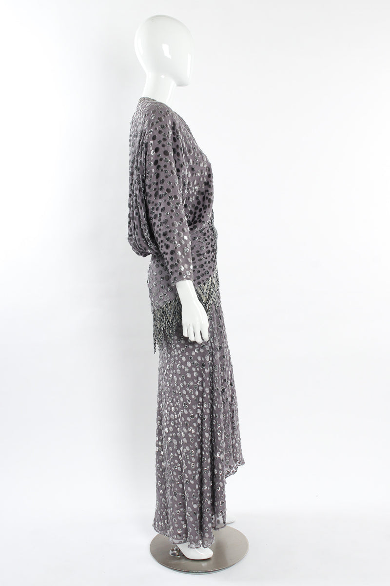 Vintage Michael Casey Polka Dot Beaded Silk Dress mannequin side @ Recess LA