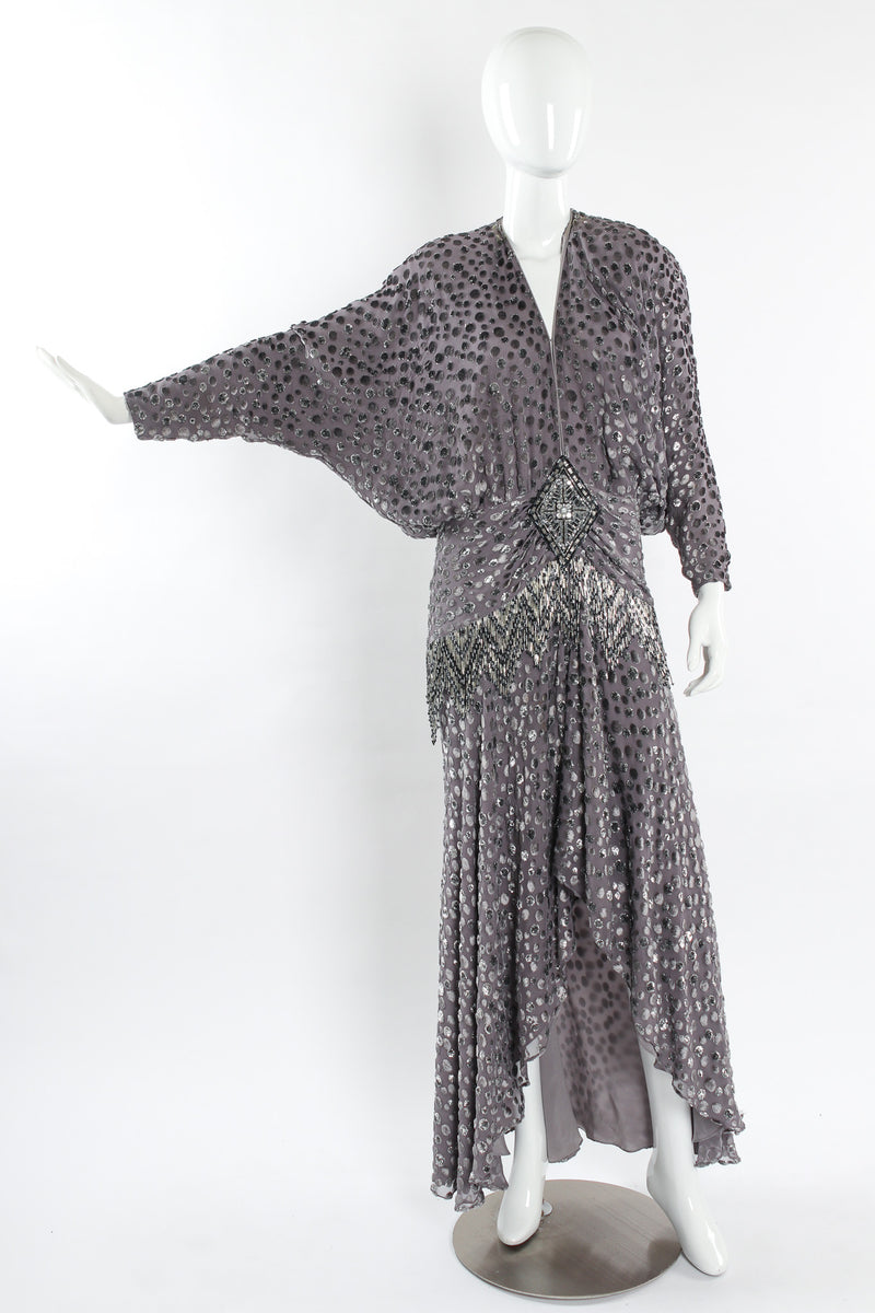 Vintage Michael Casey Polka Dot Beaded Silk Dress mannequin arm out @ Recess LA