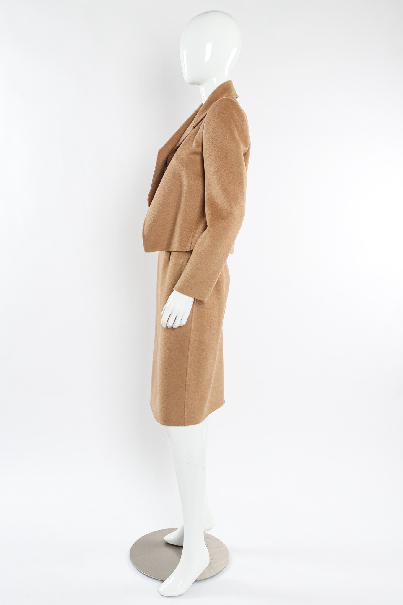 Vintage Michael Kors Camel Cashmere Jacket & Skirt Set mannequin side @ Recess LA