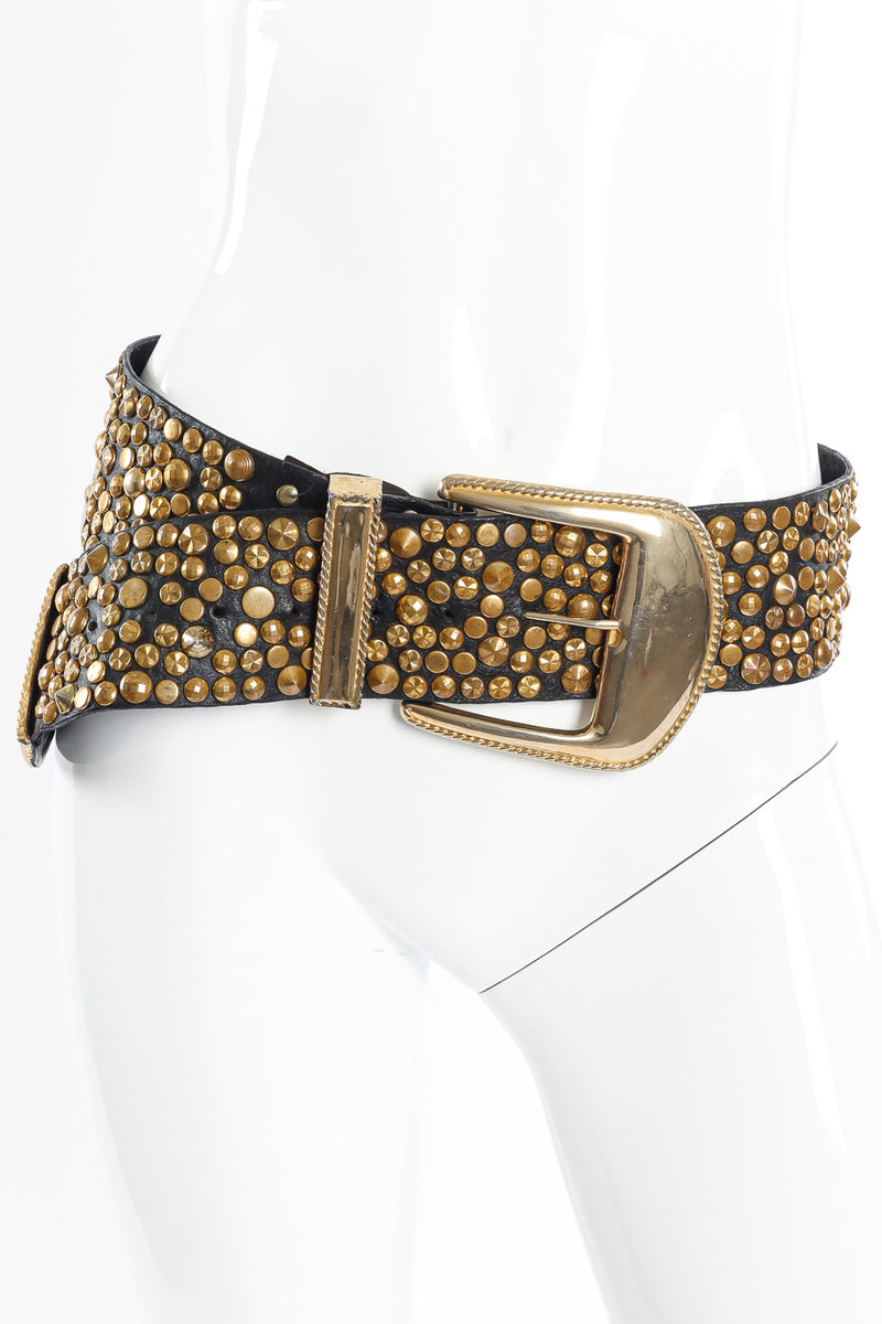 Yves Saint Laurent Belt YSL Yellow Leather Belt W/ Brass Studs 