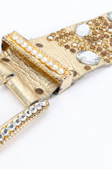 Vintage Michael Morrison MX Crystal Stone Studded Leather Belt rhinestone buckle chipped @ Recess LA