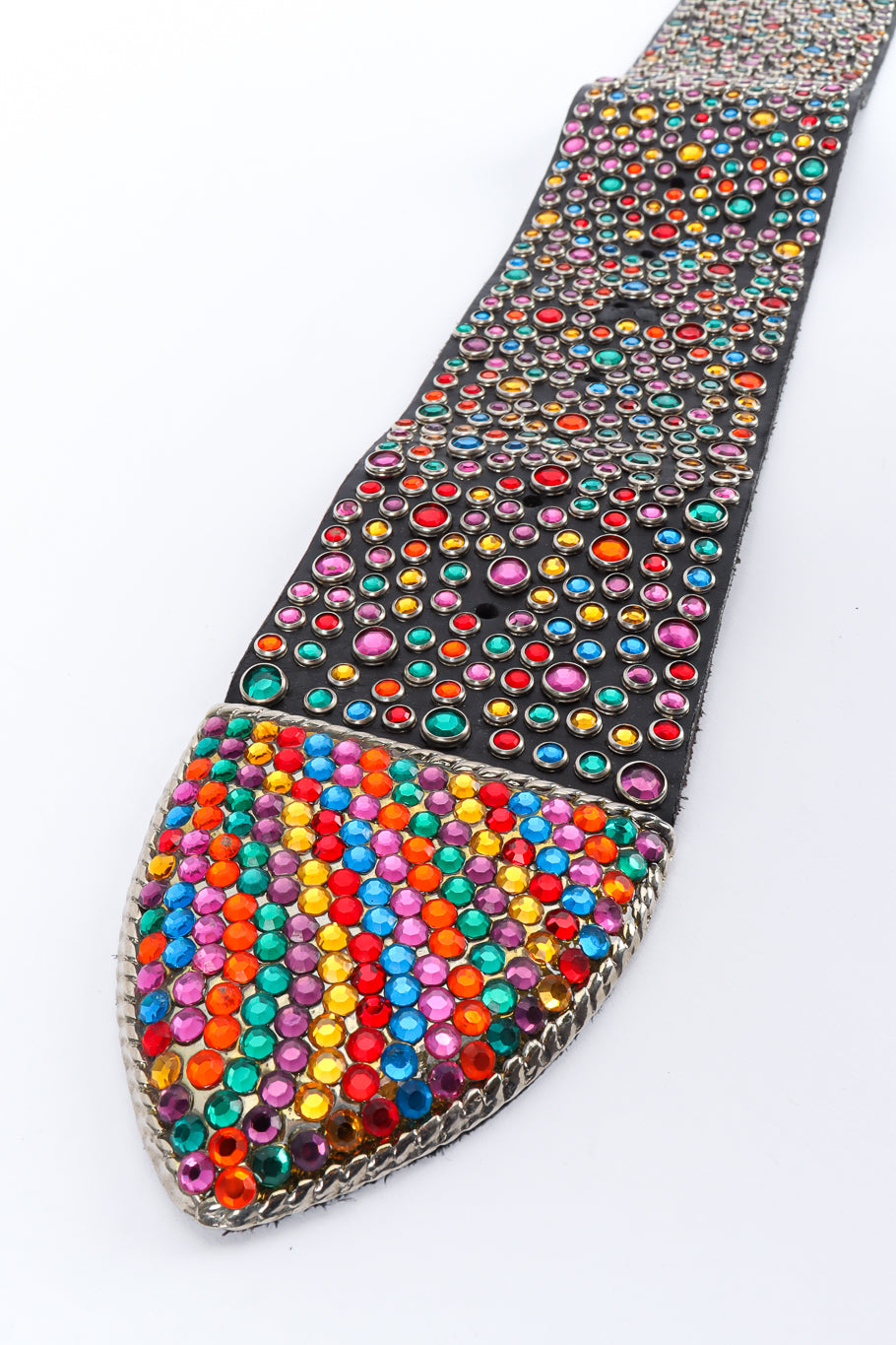 Vintage Michael Morrison MX Rainbow Crystal Studded Leather Belt tail @ Recess LA