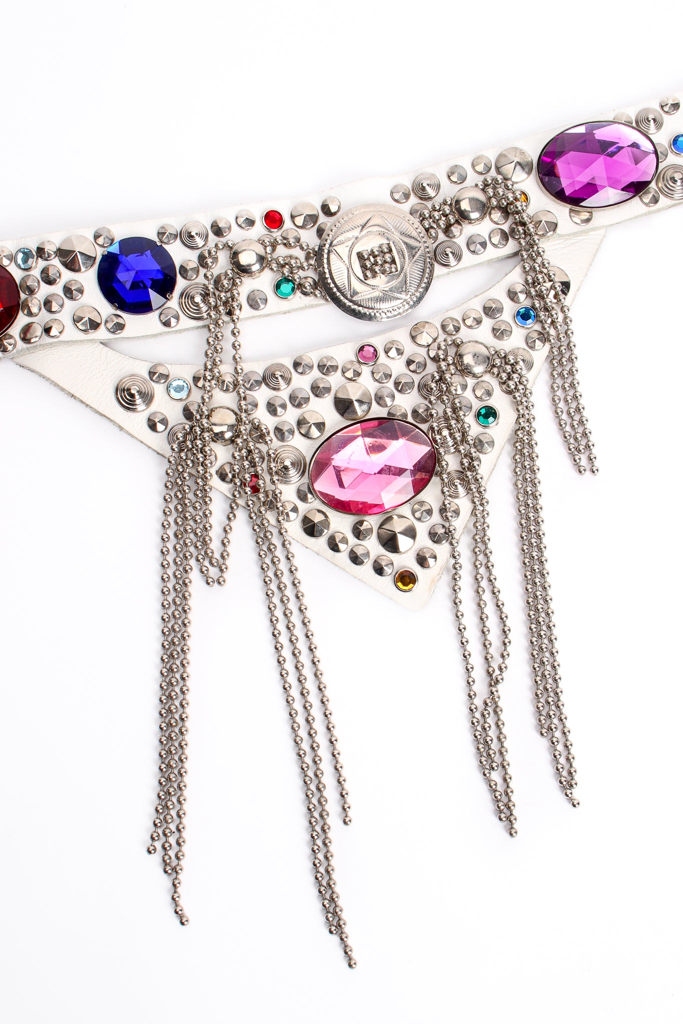 Vintage Michael Morrison Studded Jeweled Ball Chain Fringe Belt hip flap at Recess Los Angeles