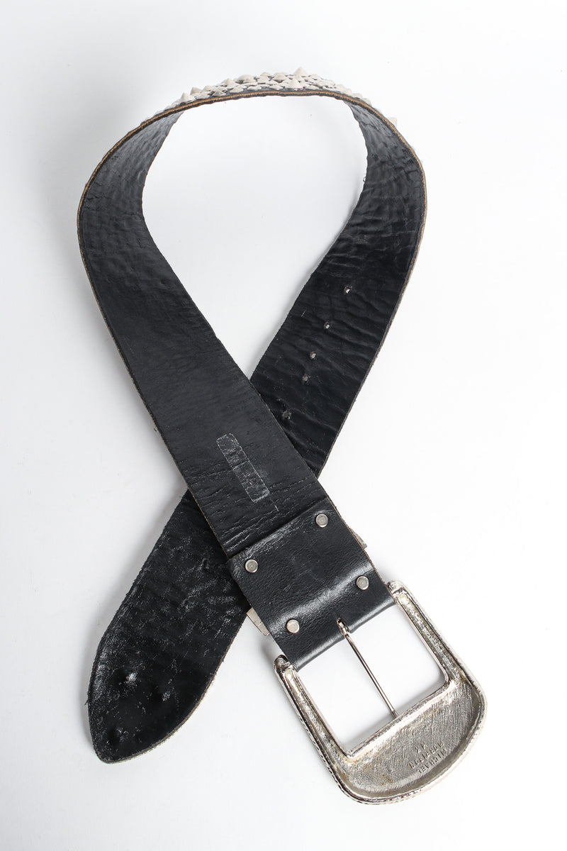 Silver studded black leather belt by Michael Morrison MX flat lay inside @recessla