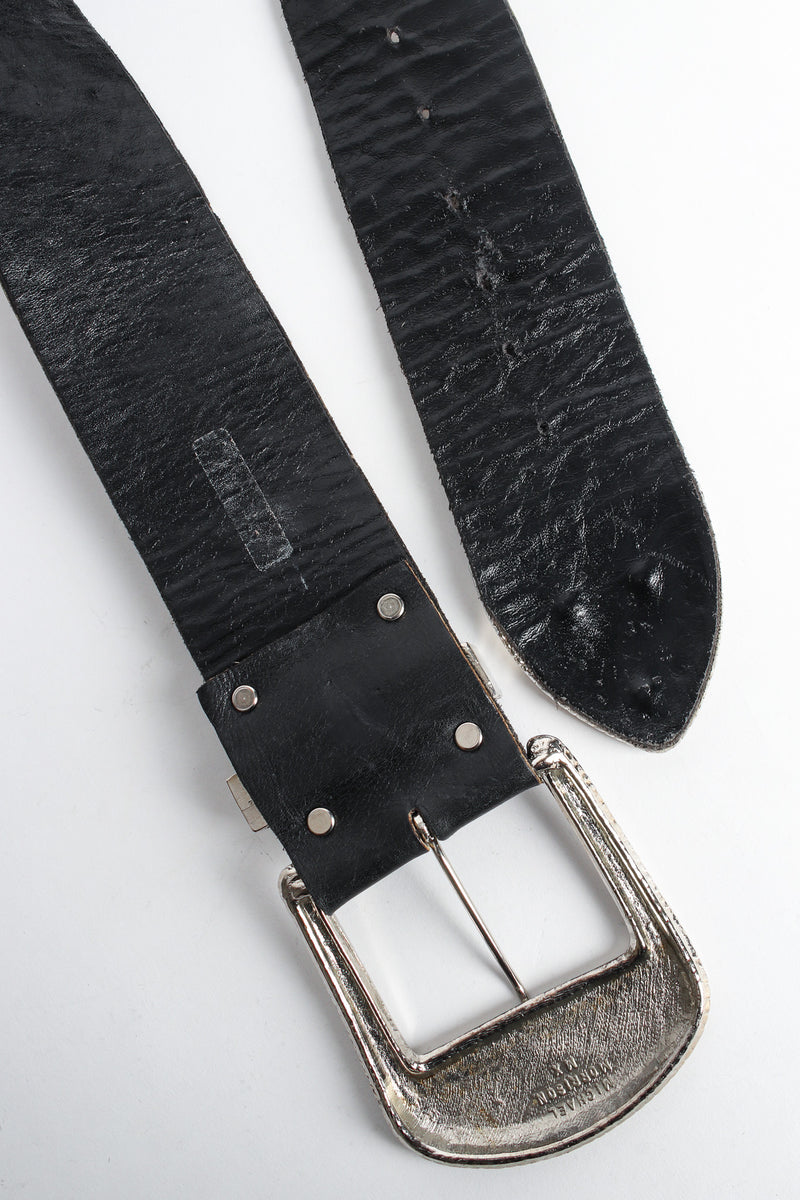 Studded black leather belt by Michael Morrison MX inside tail and buckle @recessla