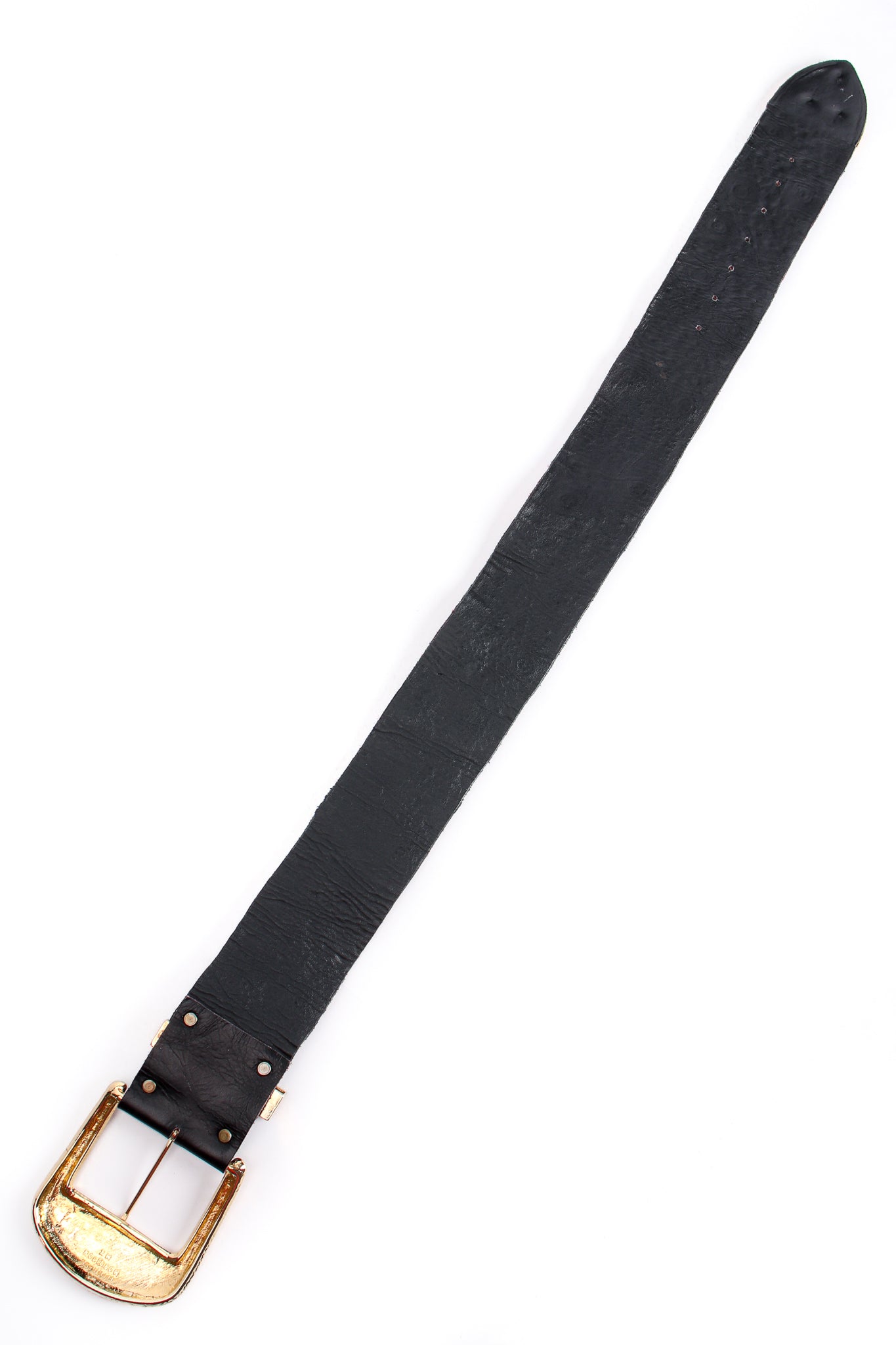 Vintage Michael Morrison Wide Velvet Studded Leather Belt backside at Recess Los Angeles