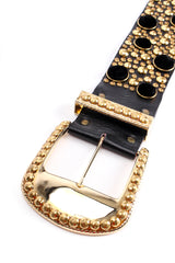 Vintage Michael Morrison Wide Velvet Studded Leather Belt buckle at Recess Los Angeles