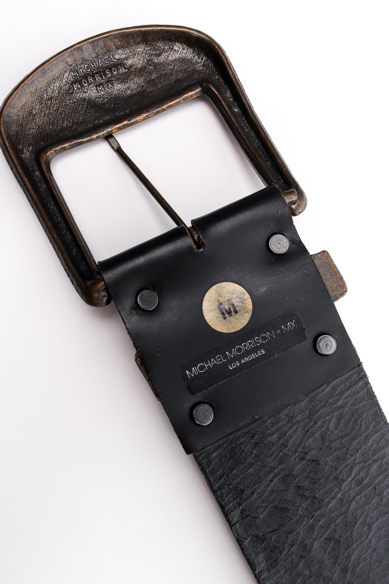 Vintage Michael Morrison MX Extra-Wide Stone Studded Belt signature at Recess Los Angeles