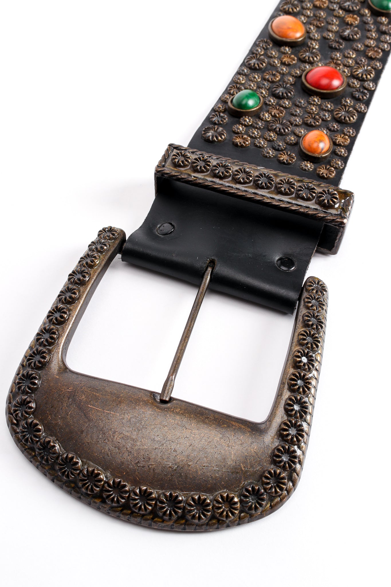 Vintage Michael Morrison MX Extra-Wide Stone Studded Belt buckle at Recess Los Angeles