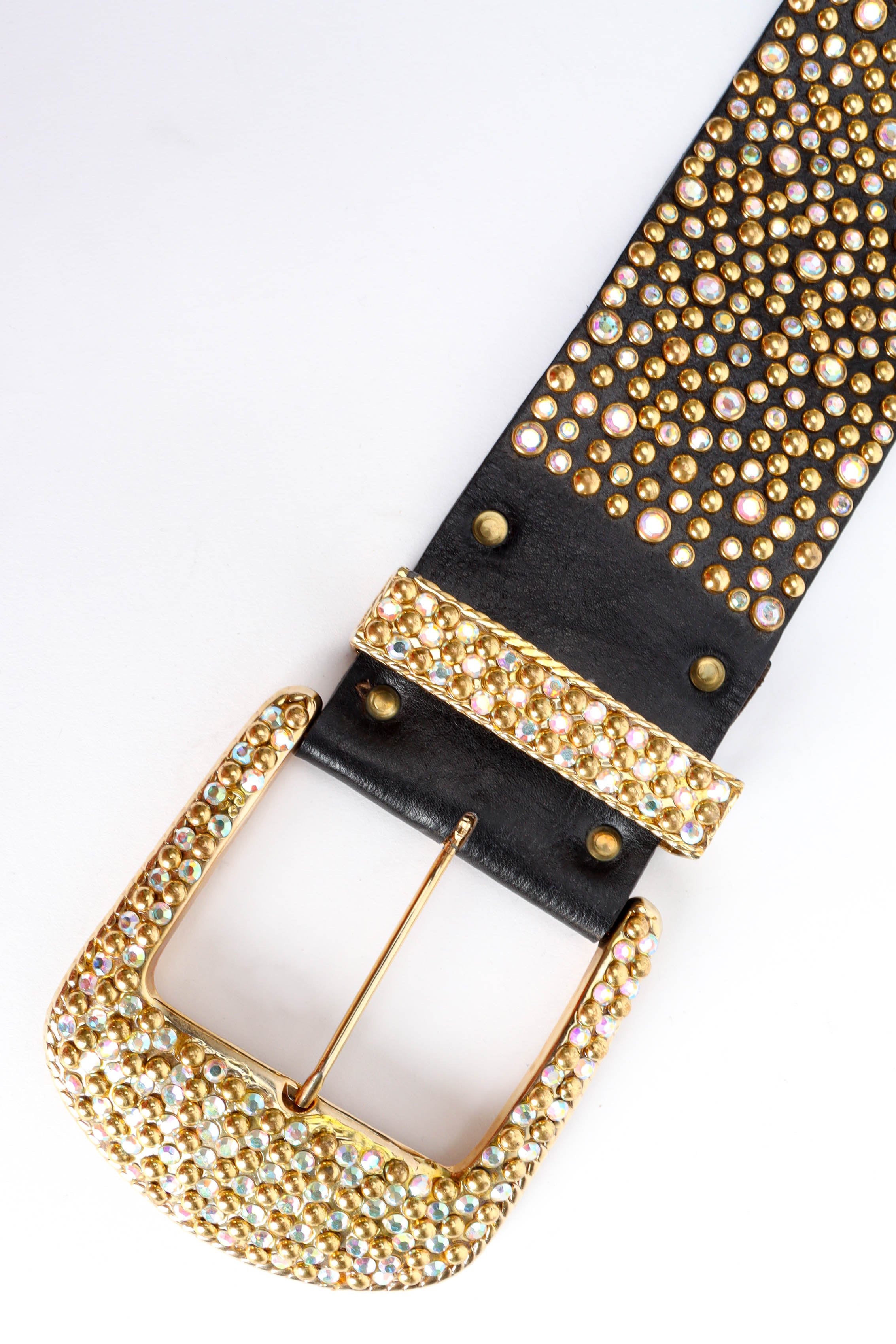 Vintage Michael Morrison Thousand Shimmer Leather Belt flat lay buckle/belt detail @ Recess LA