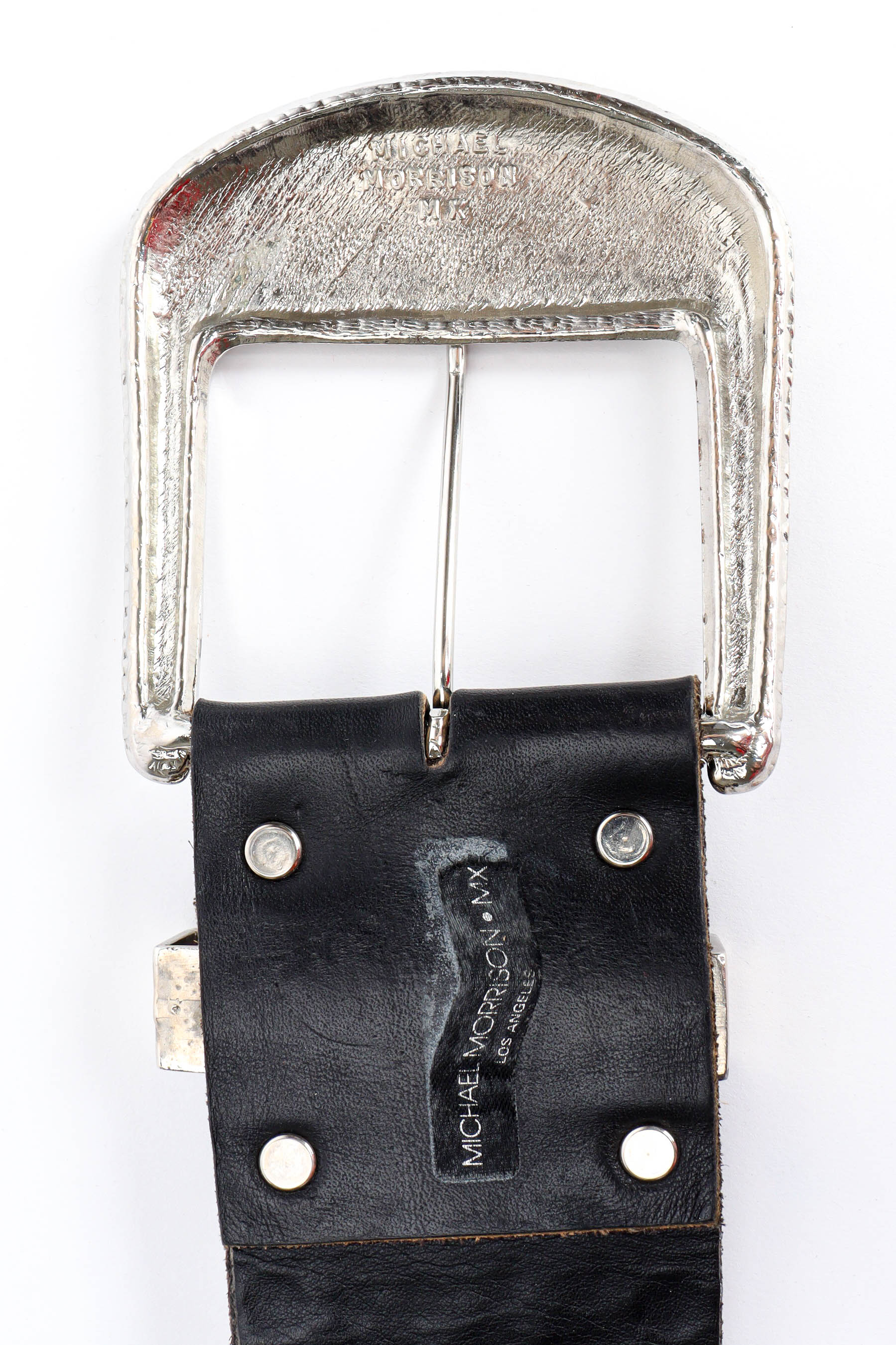 Vintage Michael Morrison Studded Leather Belt tag/back buckle @ Recess LA