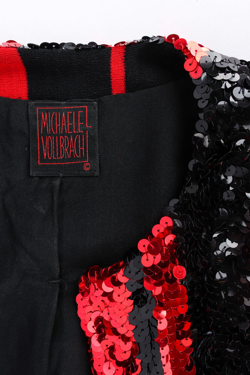 Vintage Michaele Vollbracht Jacket & Skirt Stripe Sequin Set jacket collar @ Recess LA
