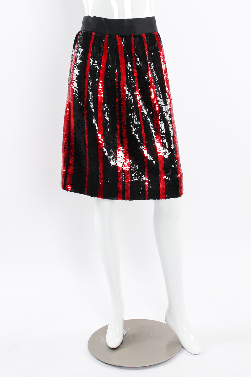 Vintage Michaele Vollbracht Jacket & Skirt Stripe Sequin Set mannequin skirt front @ Recess LA