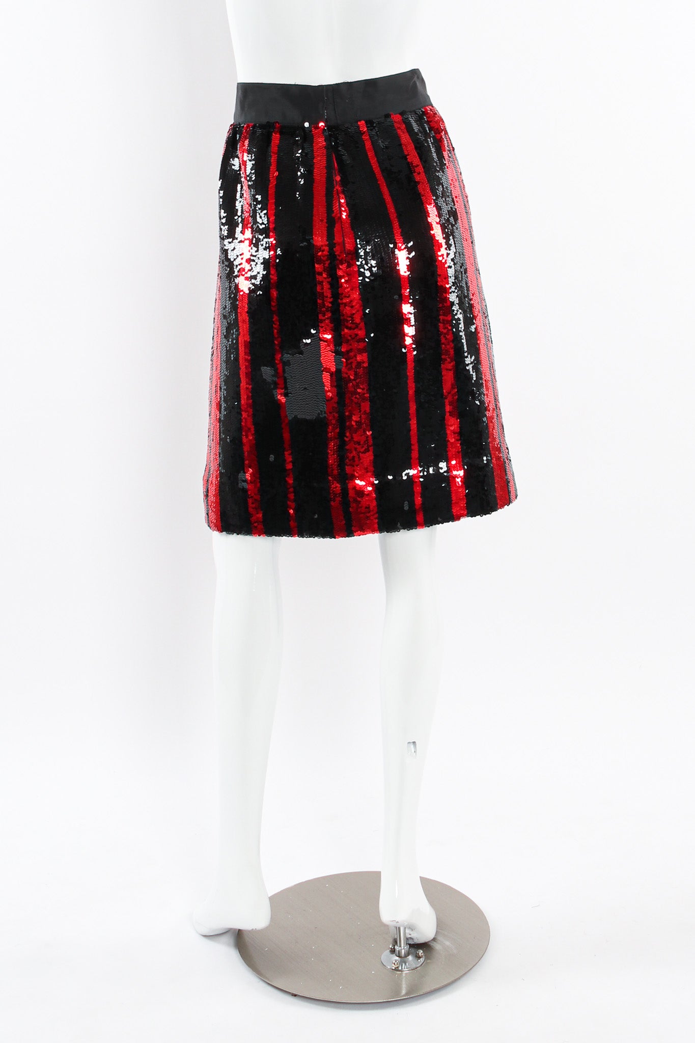 Vintage Michaele Vollbracht Jacket & Skirt Stripe Sequin Set mannequin skirt back @ Recess LA