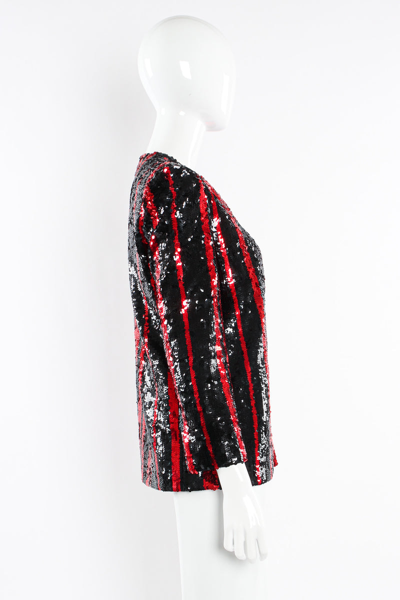 Vintage Michaele Vollbracht Jacket & Skirt Stripe Sequin Set mannequin jacket side @ Recess LA
