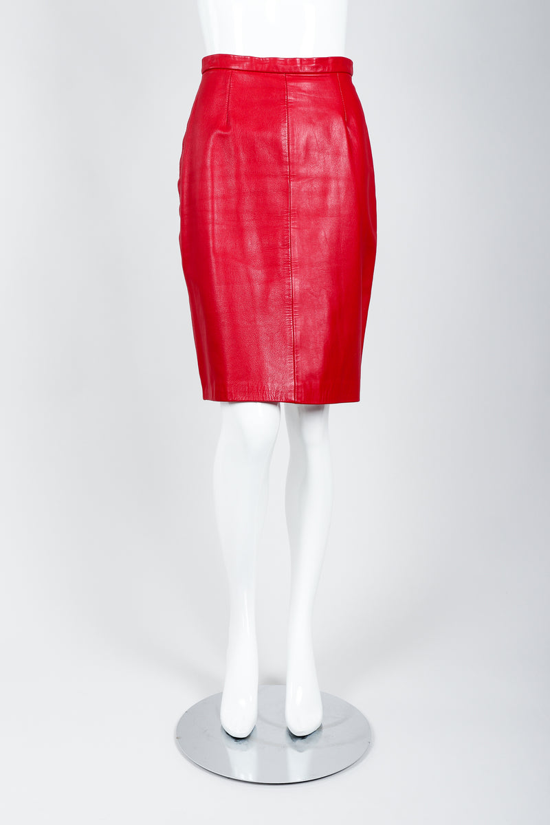 Vintage North Beach Leather by Michael Hoban Leather Skirt on Mannequin Front at Recess