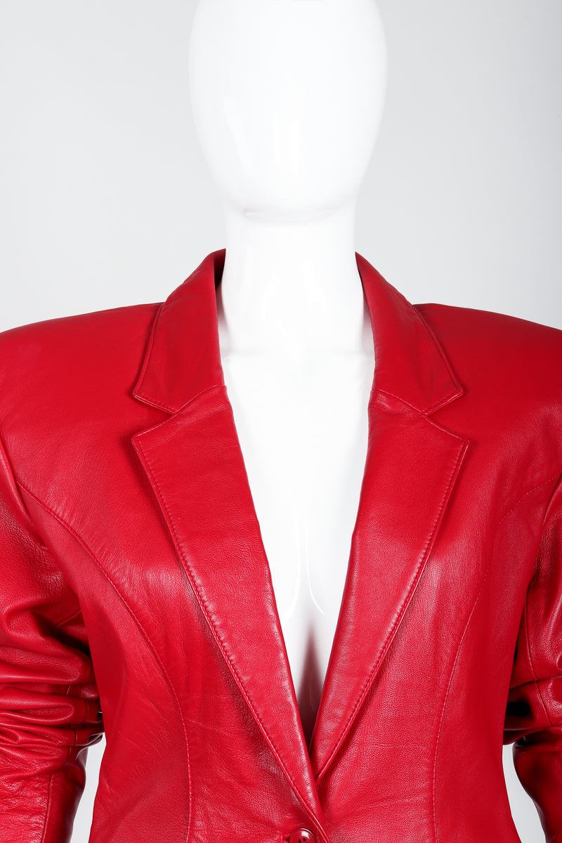 Vintage North Beach Leather by Michael Hoban Sharp Red Leather Jacket on Mannequin at Recess