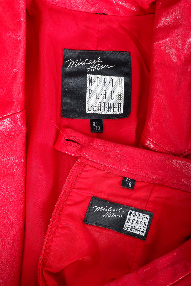 Vintage North Beach Leather by Michael Hoban Labels on red leather