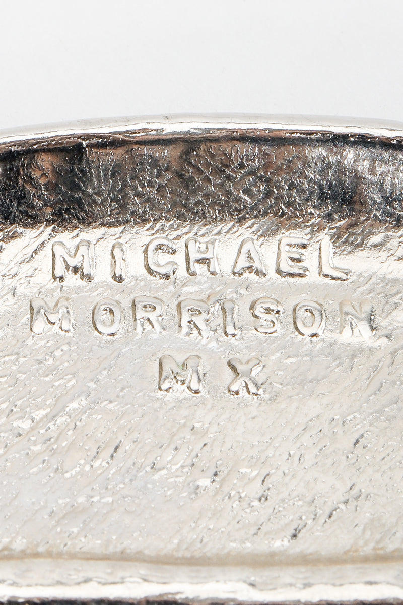 Vintage Michael Morrison MX Wide Silver Crystal Rhinestone Studded Belt signature stamp