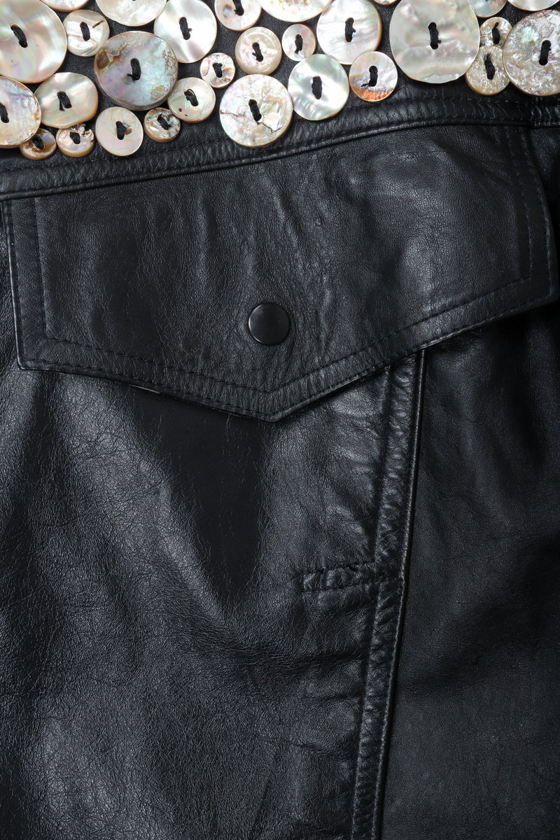 Vintage Michael Morrison Pearl Button leather jacket pocket detail