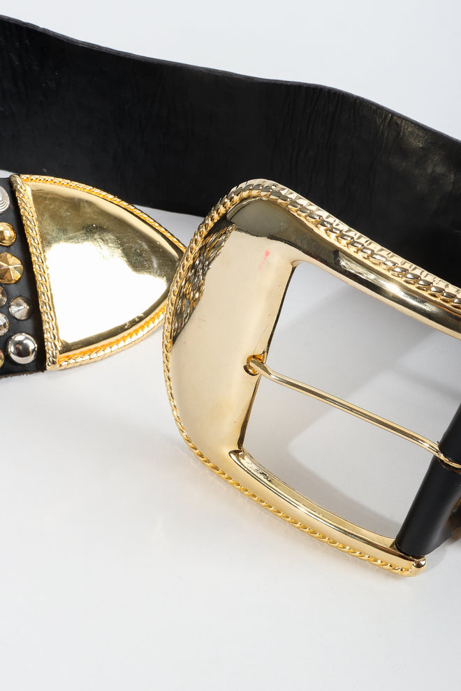 Vintage Michael Morrison MX Extra-Wide Leather Stud Belt Detail