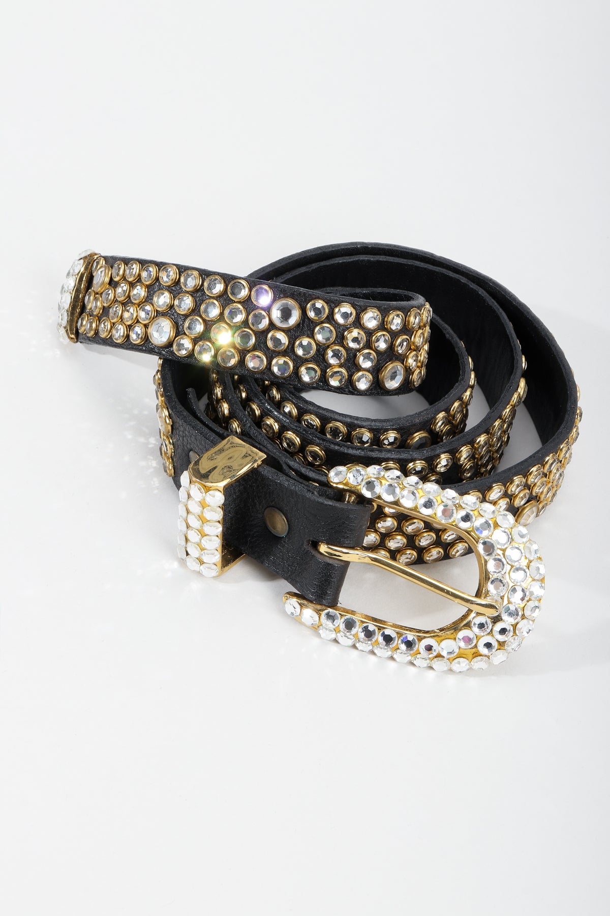 NWT Original MICHAEL KORS Bejeweled Studded Belt Medium Rhinestones Gold Black Michael Kors Rhinestone Belts for Women for sale | eBay main image 2