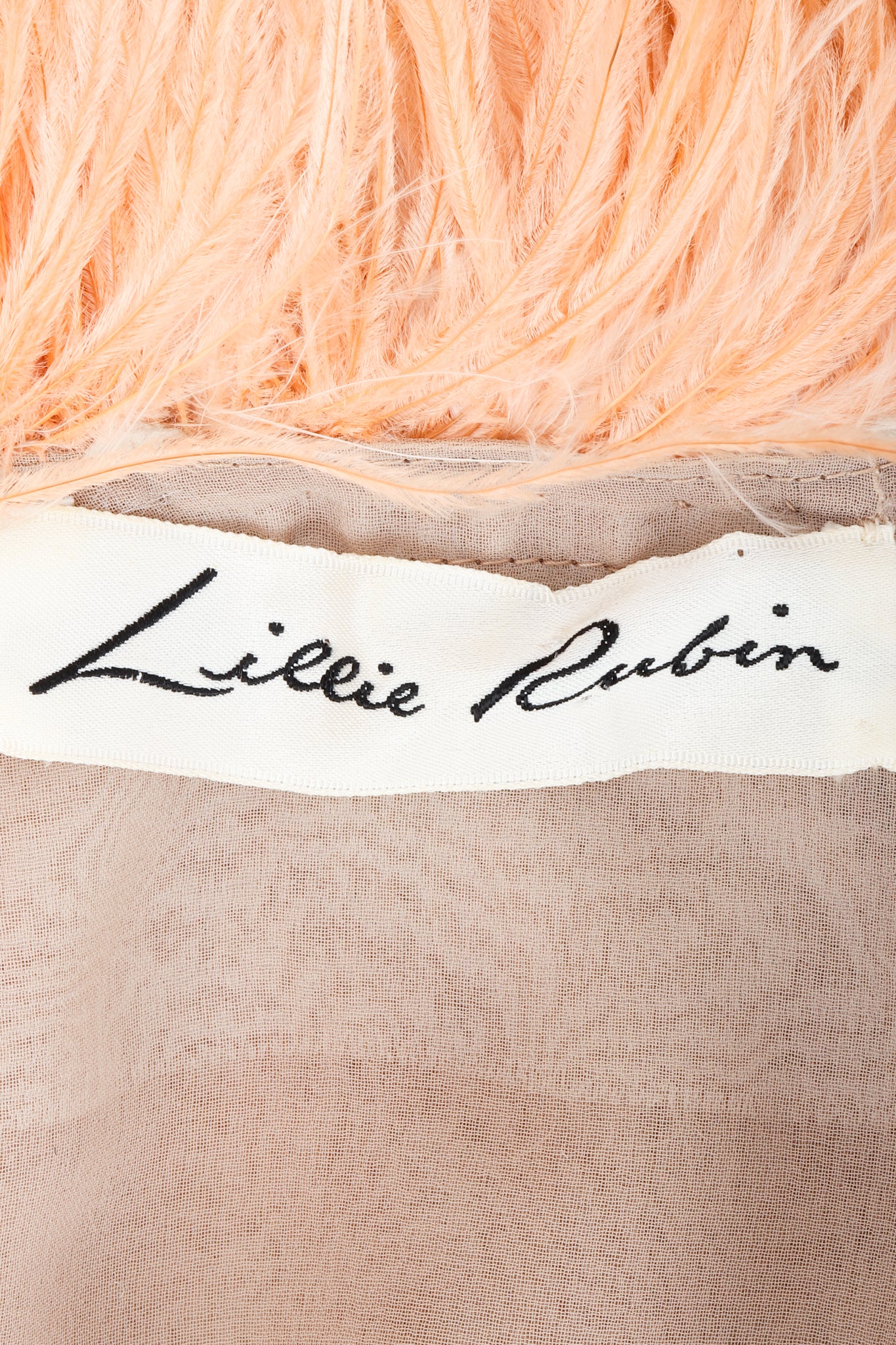 Vintage Lillie Rubin Lioness Burnout FeatherJacket label on fabric