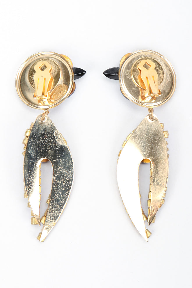Recess Los Angeles Vintage Michele Sugar Iridescent Meridian Blue Crystal Rhinestone Claw Earrings