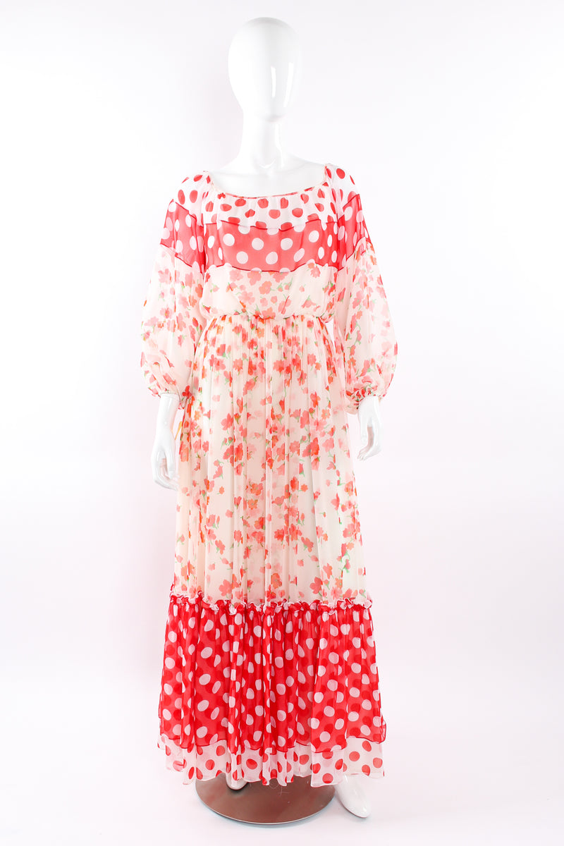 Vintage Mignon Blooming Polka Dot Dress mannequin front long sleeve  @ Recess LA