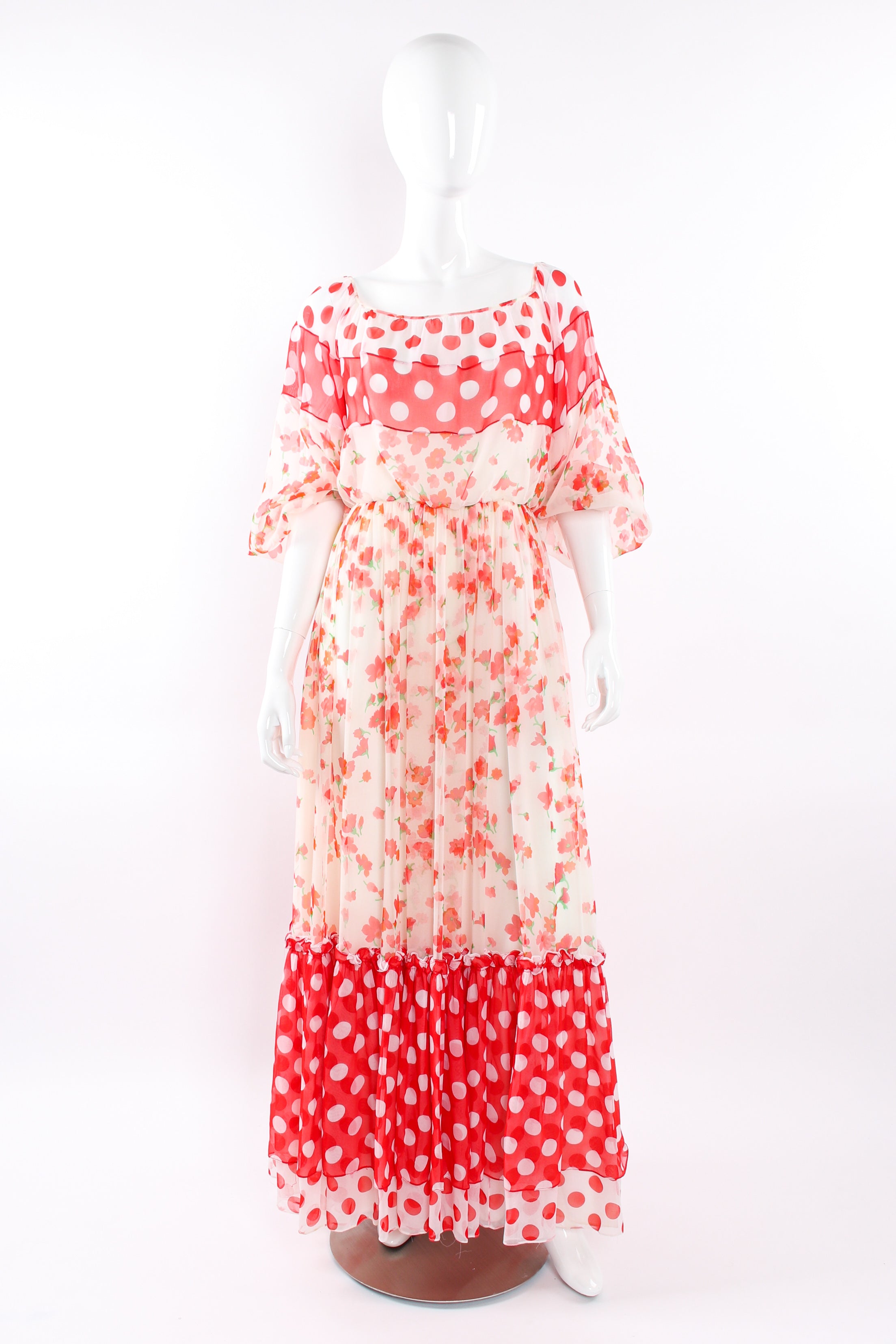 Vintage Mignon Blooming Polka Dot Dress mannequin front @ Recess LA