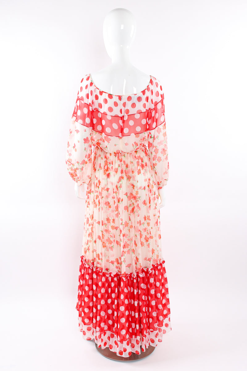 Vintage Mignon Blooming Polka Dot Dress mannequin back no belt @ Recess LA