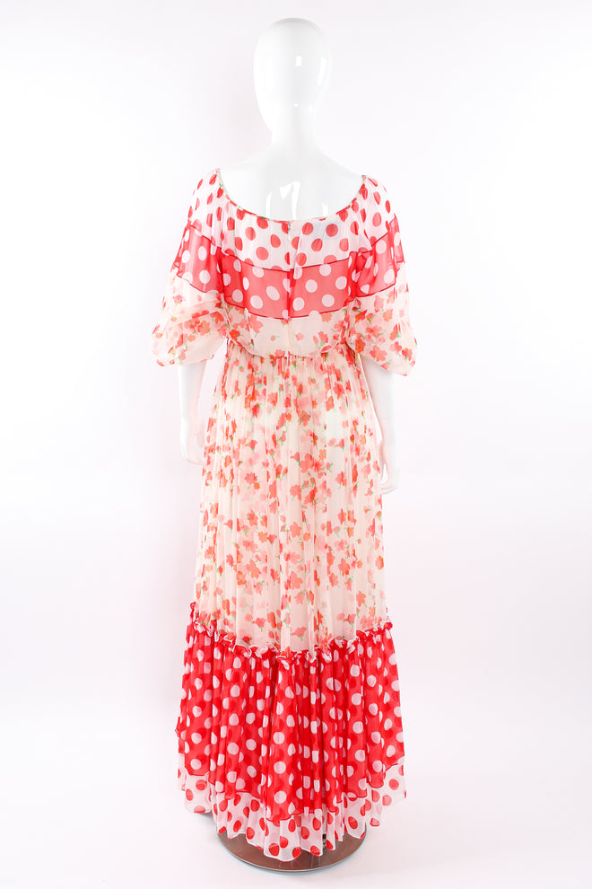 Vintage Mignon Blooming Polka Dot Dress mannequin back sleeves rolled up  @ Recess LA