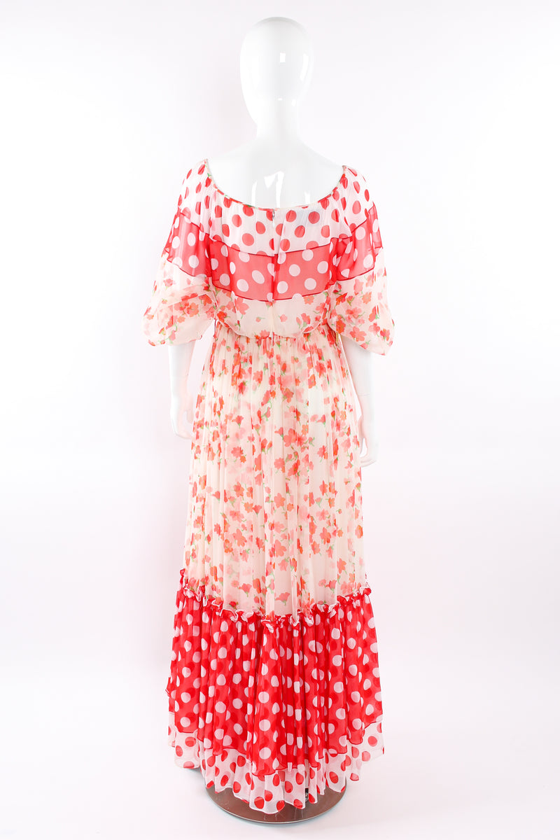 Vintage Mignon Blooming Polka Dot Dress mannequin back sleeves rolled up  @ Recess LA
