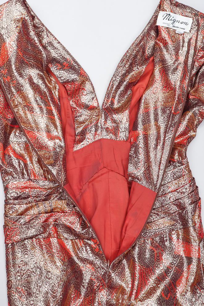 Recess Los Angeles Vintage Mignon Brocade Lamé Waist Wrap Dress