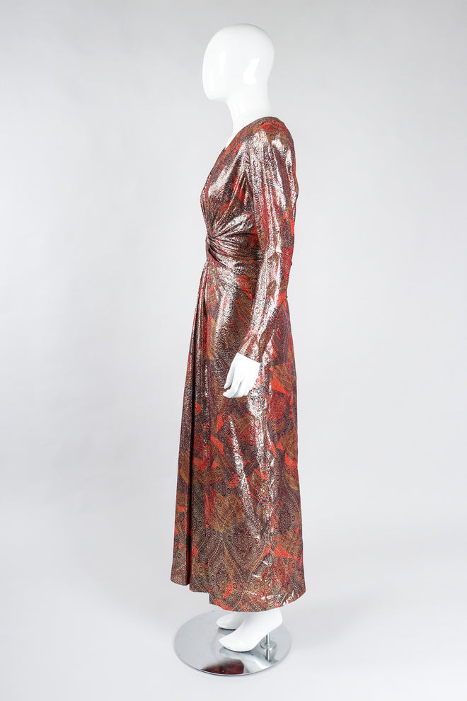Recess Los Angeles Vintage Mignon Brocade Lamé Waist Wrap Dress