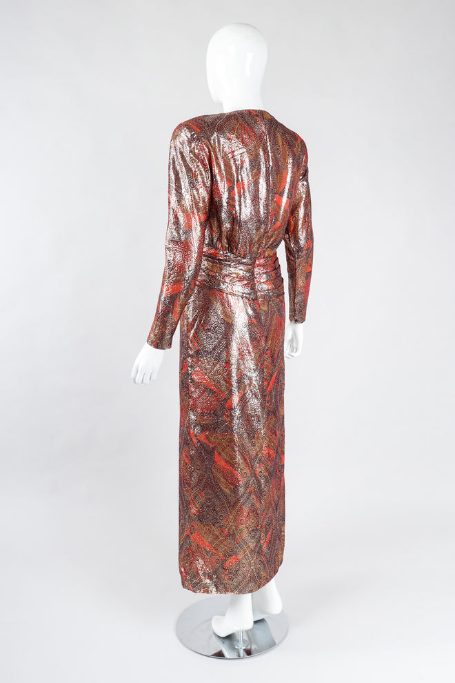 Recess Los Angeles Vintage Mignon Brocade Lamé Waist Wrap Dress