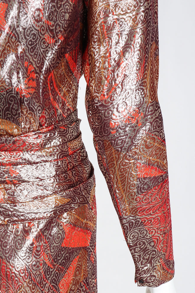 Recess Los Angeles Vintage Mignon Brocade Lamé Waist Wrap Dress