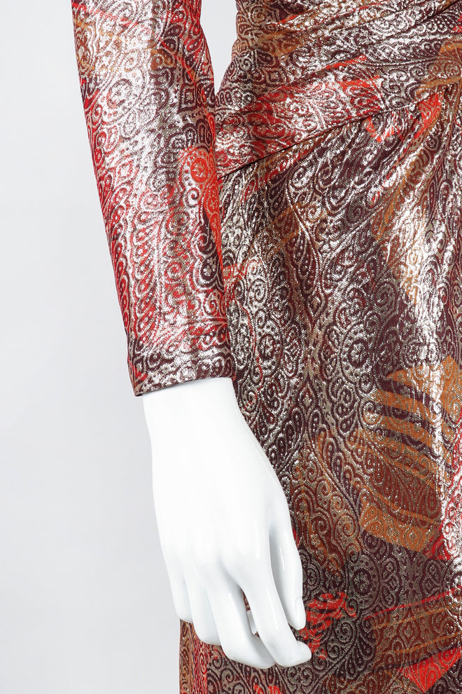 Recess Los Angeles Vintage Mignon Brocade Lamé Waist Wrap Dress