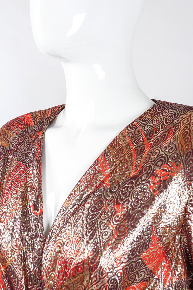 Recess Los Angeles Vintage Mignon Brocade Lamé Waist Wrap Dress