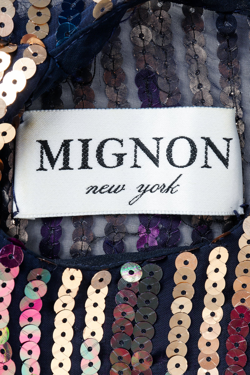 Vintage Mignon Label on fabric with sequins