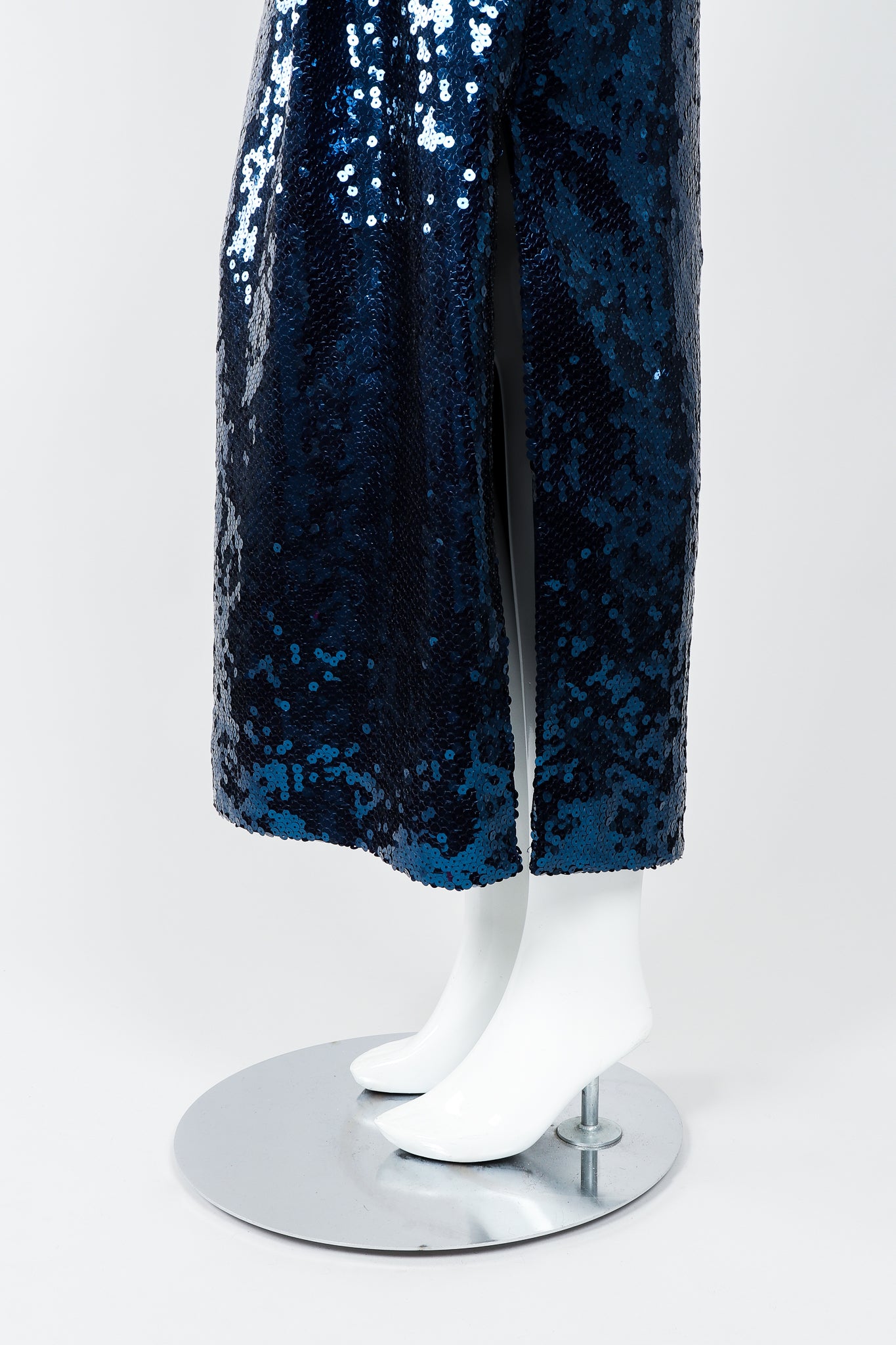 Vintage Mignon Midnight Sequined Column Gown on Mannequin skirt at Recess Los Angeles