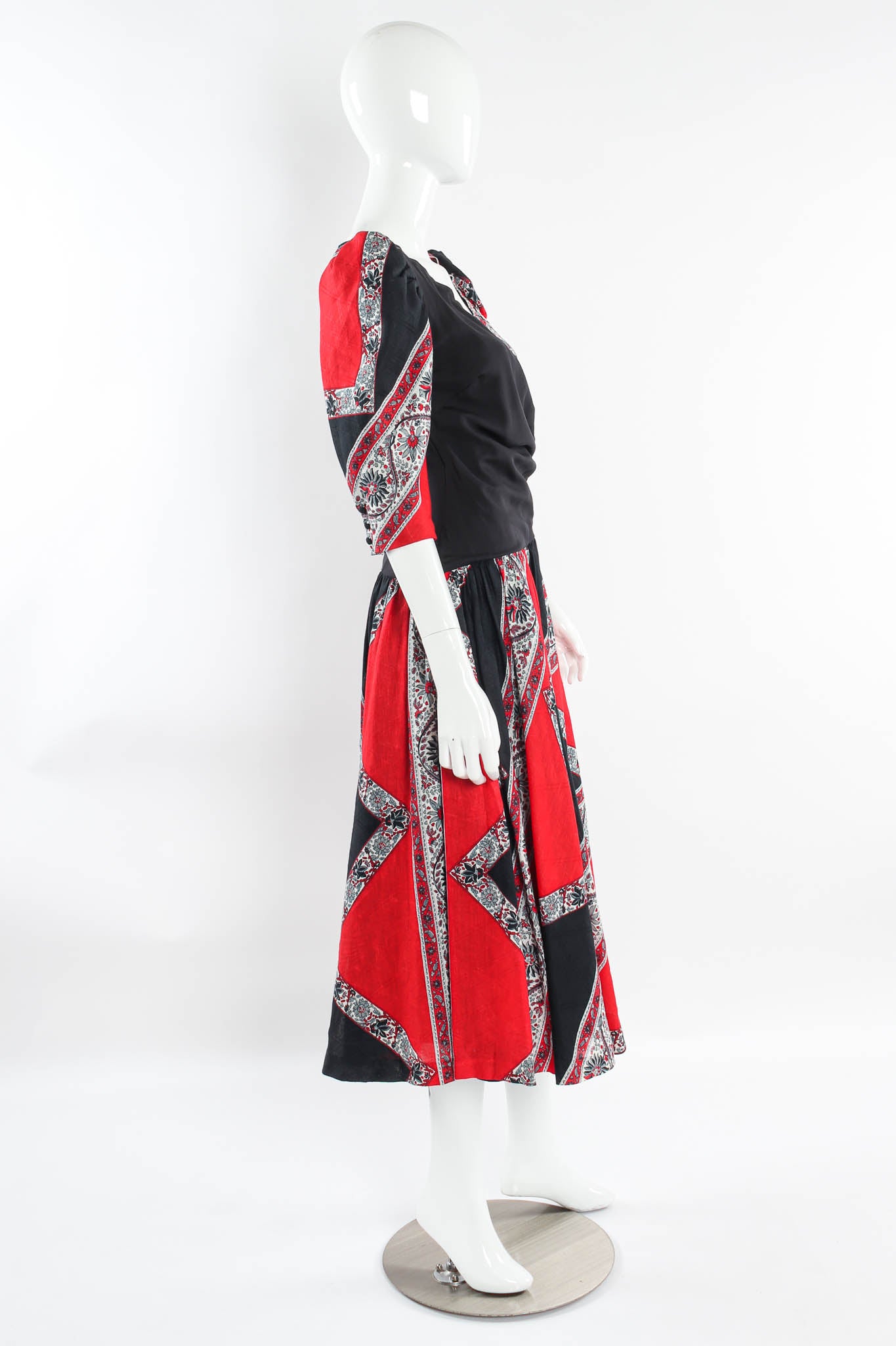Vintage Mignon Floral Stripe Bow Dress mannequin side @ Recess Los Angeles
