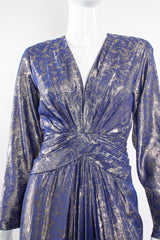 Vintage Mignon Rose Brocade Waist Wrap Dress on Mannequin front crop at Recess Los Angeles