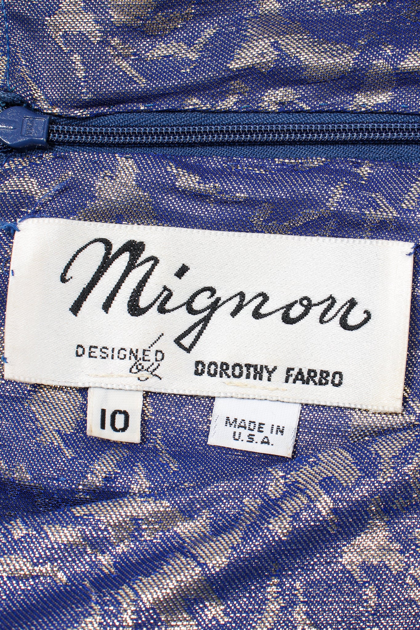 Vintage Mignon Rose Brocade Waist Wrap Dress label at Recess Los Angeles