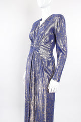 Vintage Mignon Rose Brocade Waist Wrap Dress on Mannequin angle at Recess Los Angeles