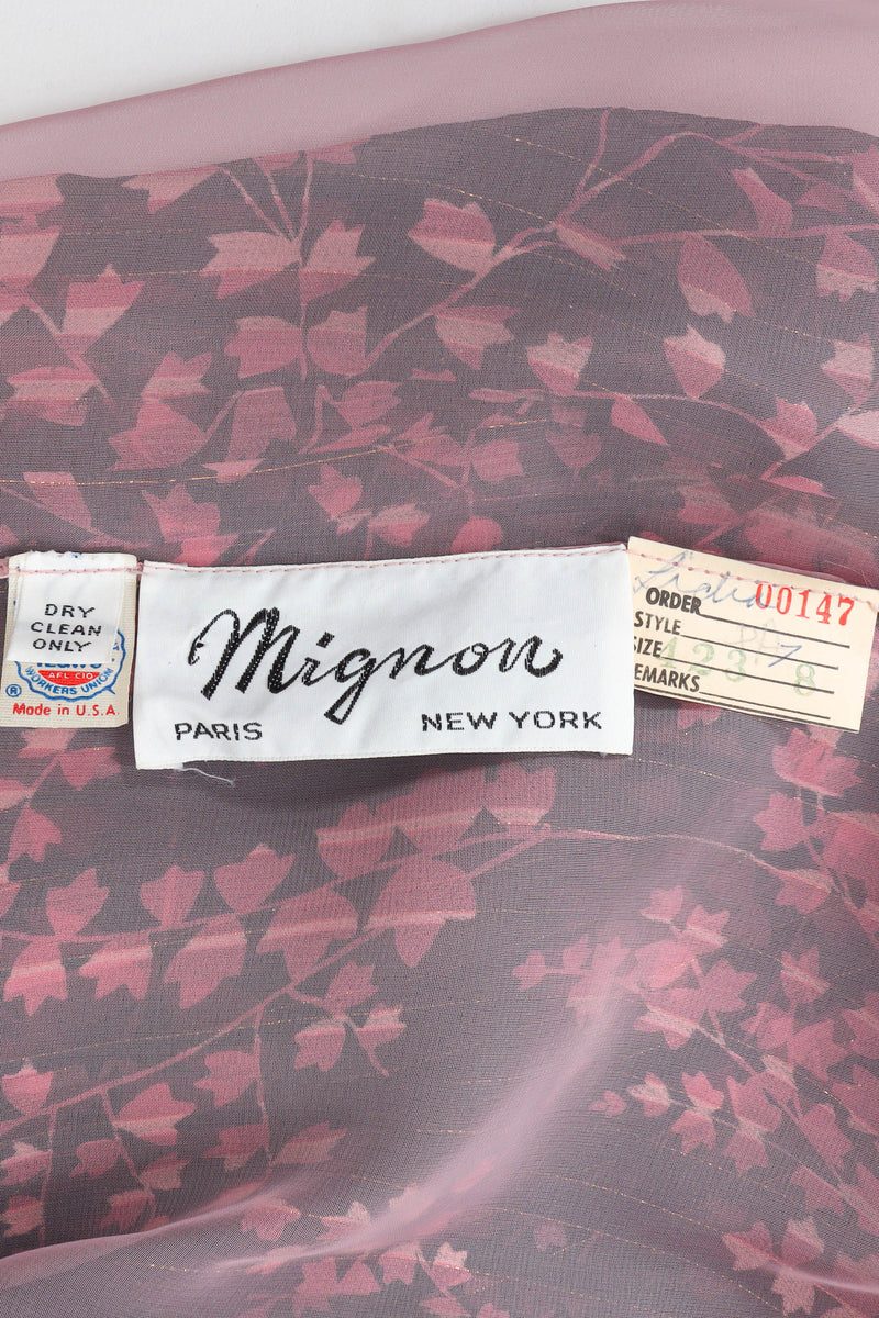 Vintage Mignon Metallic Leaf Tunic Dress label tag @ Recess LA