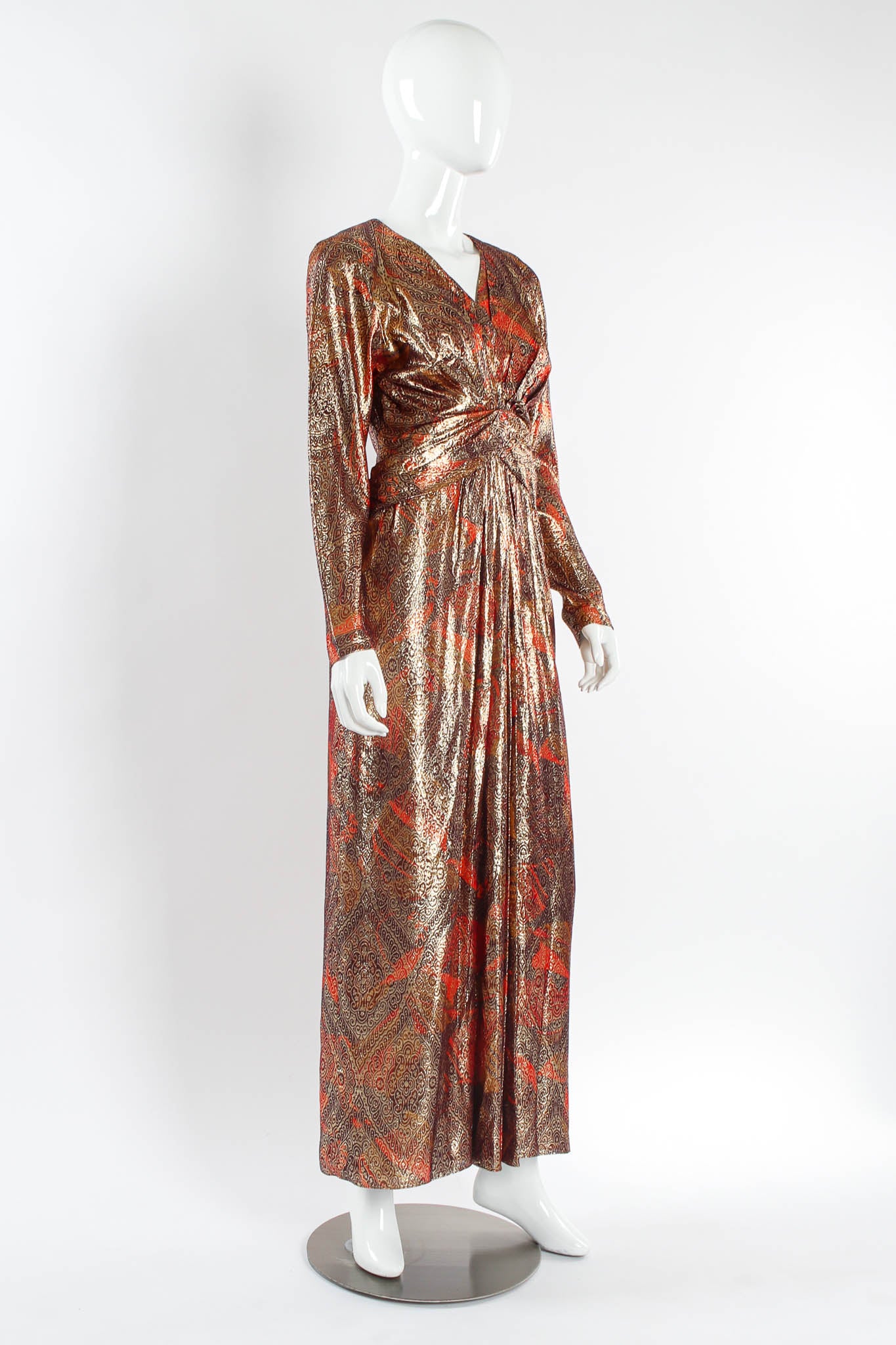 Vintage Mignon Lamé Metallic Brocade Dress mannequin angle @ Recess Los Angeles