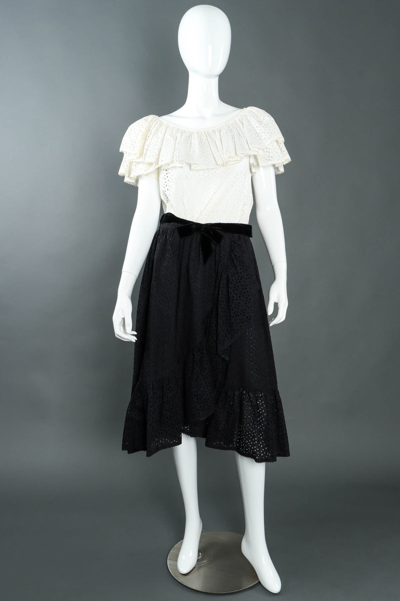 Vintage Mignon Ruffle Eyelet Skirt Set mannequin front @ Recess LA