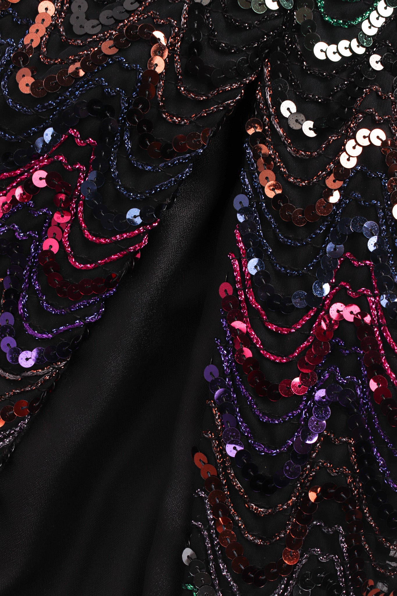 Vintage Mike Benet Dark Rainbow Sequin Column Dress back vent slit @ Recess LA