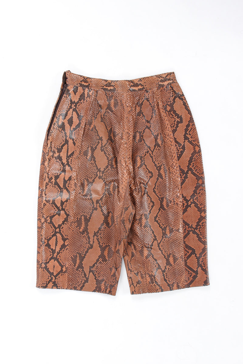 Vintage Mila Schon Snake Print Leather Short back flat lay @ Recess LA